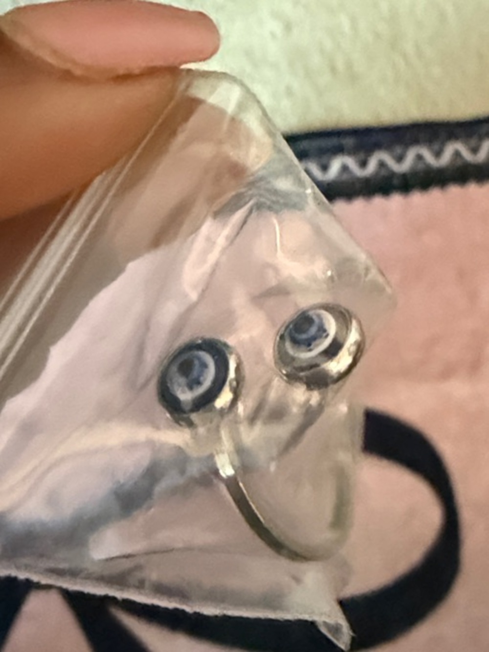 Silver Ring with Navy Blue Eye Accent - Women's Jewelry (Evil Eye Protection)